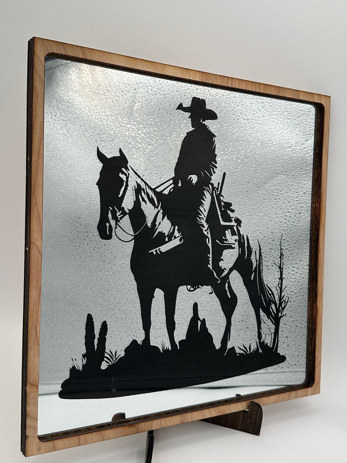 Desert Cowboy Mirror Black  12"x12"