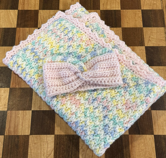 Newborn Crocheted Blanket Set White colors