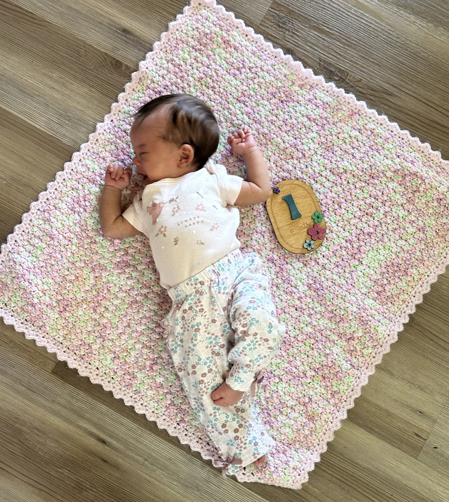 Newborn Crocheted Blanket Set  Pink