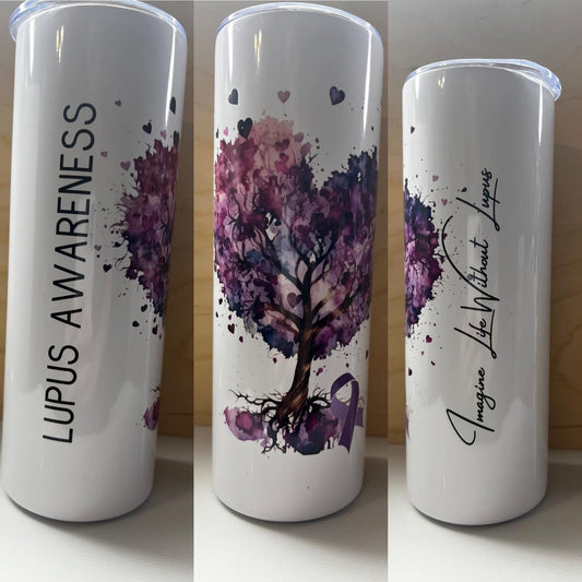 Lupus Awareness Cup 20oz With Lid And Straw
