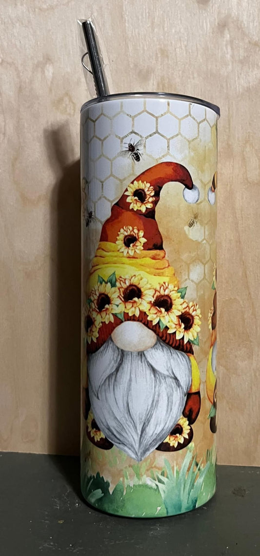 HoneyGnome Cup 20oz With Lid And Straw