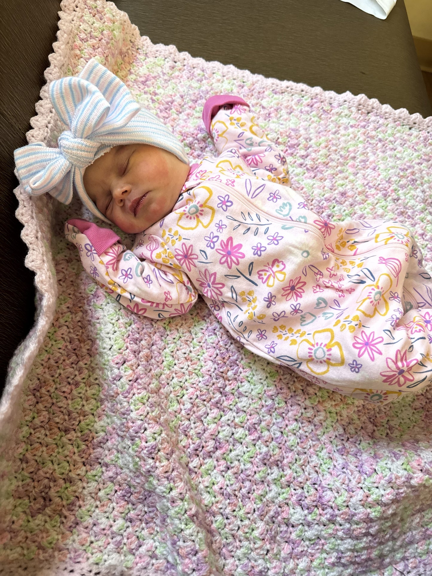 Newborn Crocheted Blanket Set  Pink